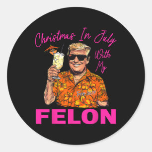 In July With My Felon Trump 2024 Summer Vacation Classic Round Sticker