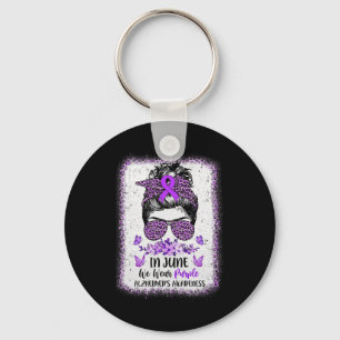 In June We Wear Purple Heimerheimer Awareness Mess Key Ring