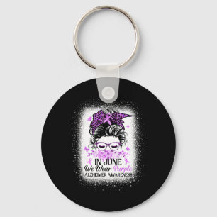 In June We Wear Purple Heimerheimer Awareness Mess Key Ring