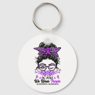 In June We Wear Purple Heimerheimer Awareness Mess Key Ring