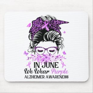 In June We Wear Purple Heimerheimer Awareness Mess Mouse Pad