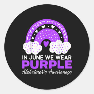 In June We Wear Purple Heimers Awareness Dementia Classic Round Sticker