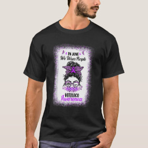 In June We Wear Purple Messy Bun Vitiligo Awarenes T-Shirt