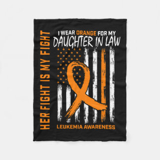In Law Leukaemia Cancer Awareness American Flag  Fleece Blanket