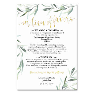 In Lieu of Favors for Jenn Table Number