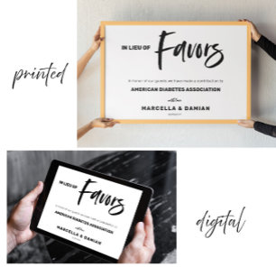 In lieu of favors wedding sign poster