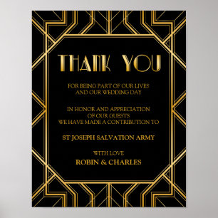 In Lieu of Favour Wedding Sign Gatsby Art Deco