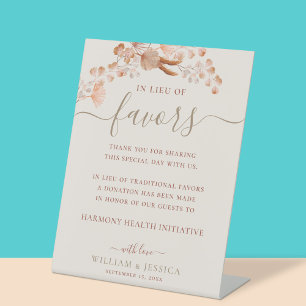 In Lieu of Favours Bohemian Wedding Donation Pedestal Sign