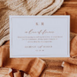 In Lieu of Favours Card Thank You Charity Note<br><div class="desc">Our flat note card features a minimal monogram and elegant calligraphy - Thank your wedding guests and let them know you have made a donation to your favourite charity on their behalf.</div>