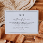 In Lieu of Favours Card Thank You Charity Note<br><div class="desc">Our flat note card features a minimal monogram and elegant calligraphy - Thank your wedding guests and let them know you have made a donation to your favourite charity on their behalf.</div>