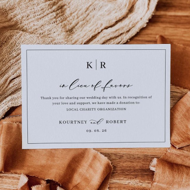 In Lieu of Favours Card Thank You Charity Note (Creator Uploaded)