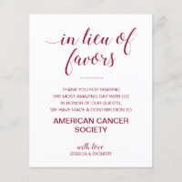 In Lieu Of Favours Charity Donate Burgundy Wedding
