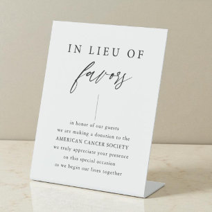 In Lieu Of Favours Elegant Wedding Donation Sign