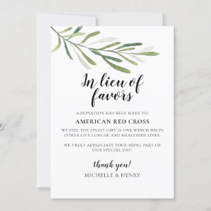 In Lieu of Favours Wedding Donation Sign Invitation