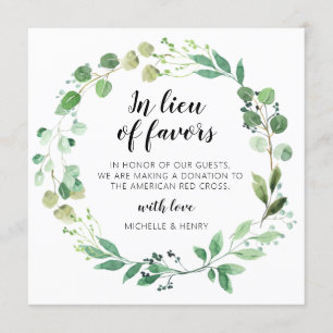 In Lieu of Favours Wedding Donation Sign Invitation