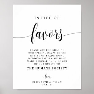 In Lieu Of Favours Wedding Reception Poster