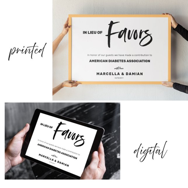 In lieu of favours wedding sign poster (Creator Uploaded)