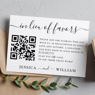 In Lieu of Favours With QR Code For Wedding Charit Card