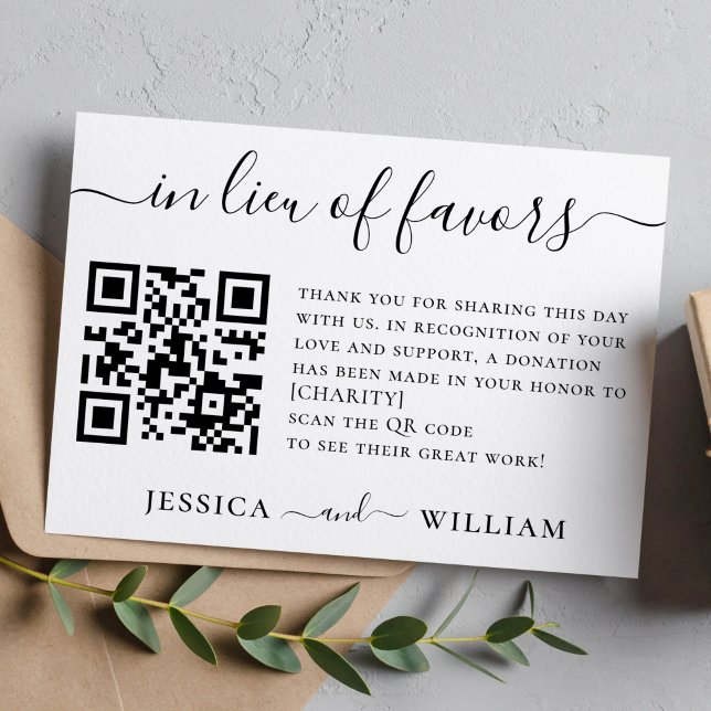 In Lieu of Favours With QR Code For Wedding Charit Card (Creator Uploaded)