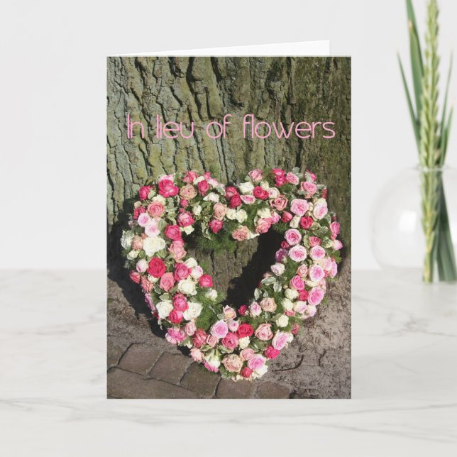 In lieu of flowers card for sympathy/funeral (Front)