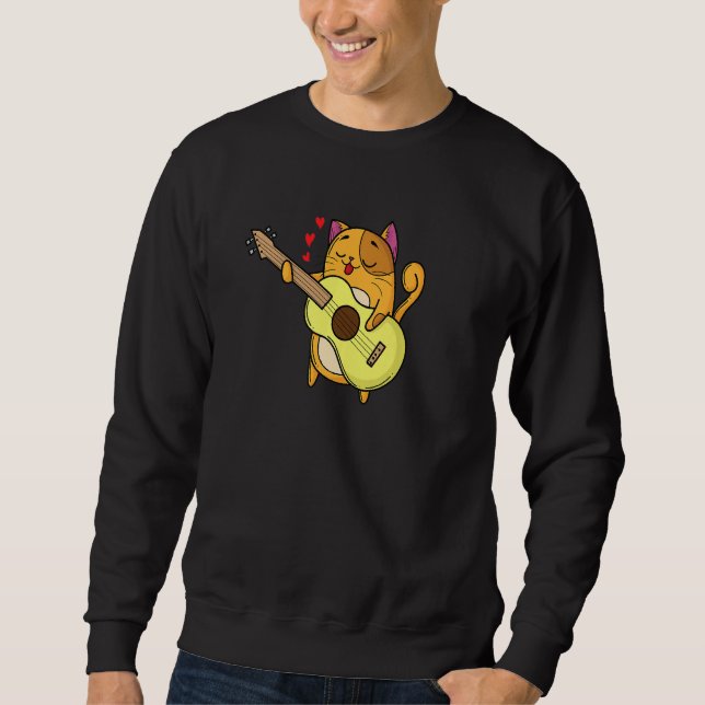 in love Cat plays Guitar  1 Sweatshirt (Front)