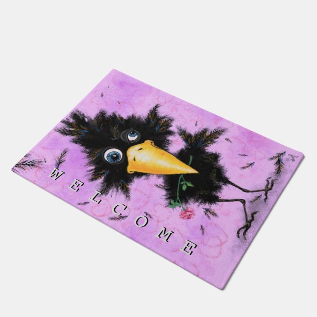 In Love Crow - Welcome Doormat (Angled)