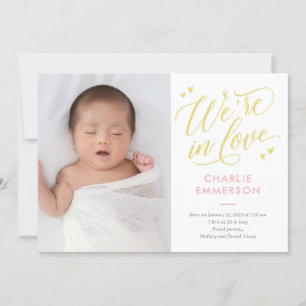 In Love EDITABLE COLOR Baby Birth Announcement