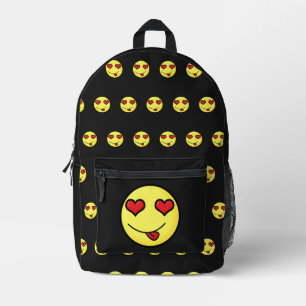 In love emoji printed backpack