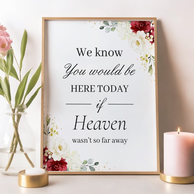 In Love Memory Wedding Sign Red White Floral (Creator Uploaded)