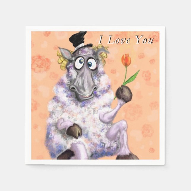In Love Ram - I Love You - Add Your Text / Name Napkin (Front)