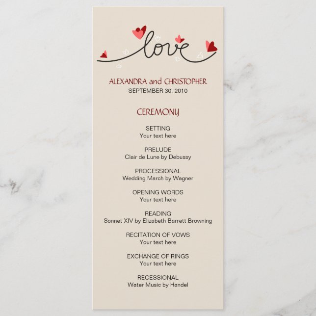 In Love Simple Elegant Text Wedding Program (Front)