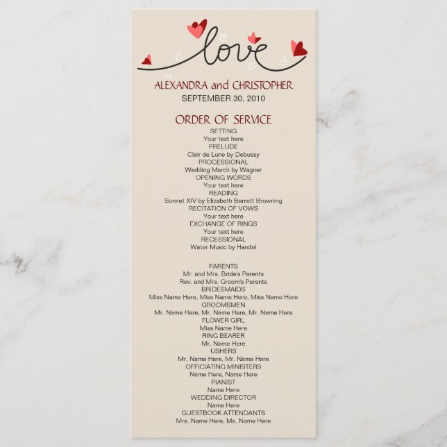 In Love Simple Elegant Text Wedding Program 2 (Front)