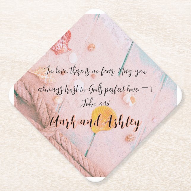 "In love, there is no fear. May you always trust  Paper Coaster (Front)