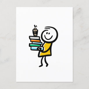 In love with books and coffee holiday postcard