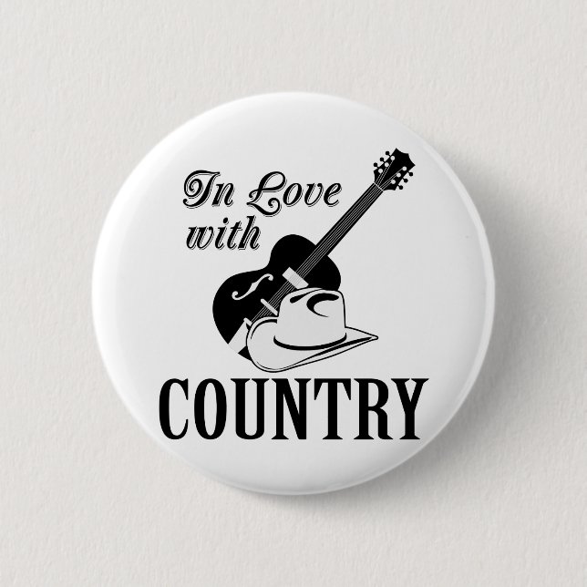 In love with country 6 cm round badge (Front)