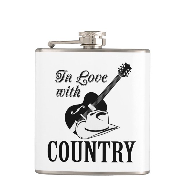 In love with country hip flask (Front)