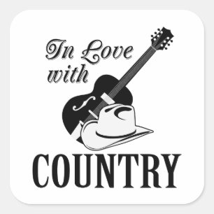 In love with country square sticker