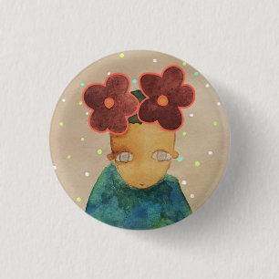 In love with flowers 3 cm round badge