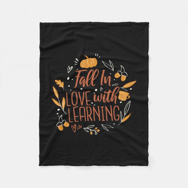 In Love With Learning Autumn Teacher Fall  Fleece Blanket (Front)