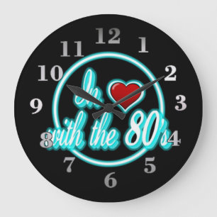 In Love With The 80's Retro Blue Neon Logo Clock