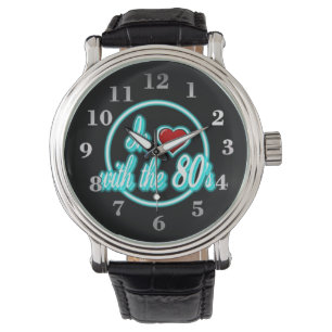 In Love With The 80's Retro Blue Neon Logo Watch