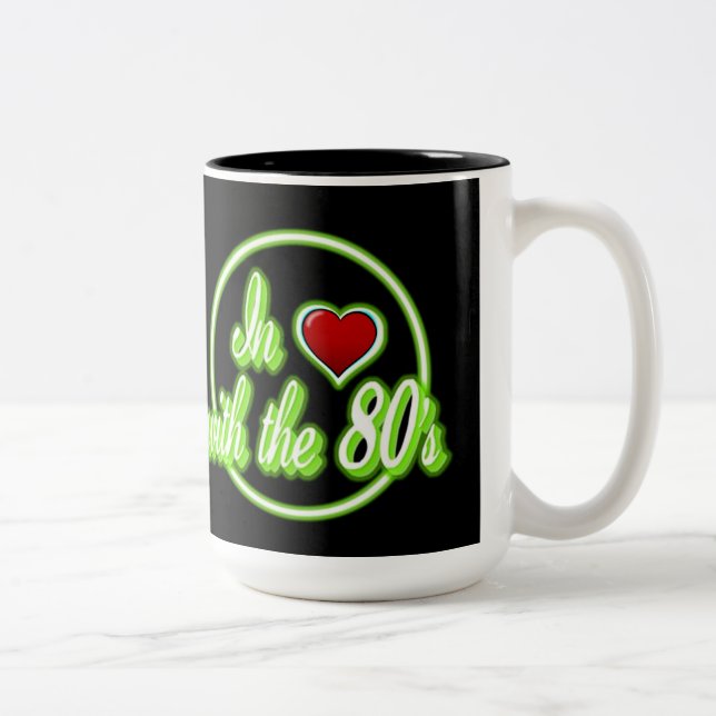 In Love With The 80's Retro Green Neon Logo Mug (Right)