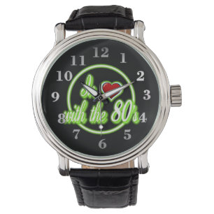 In Love With The 80's Retro Green Neon Logo Watch