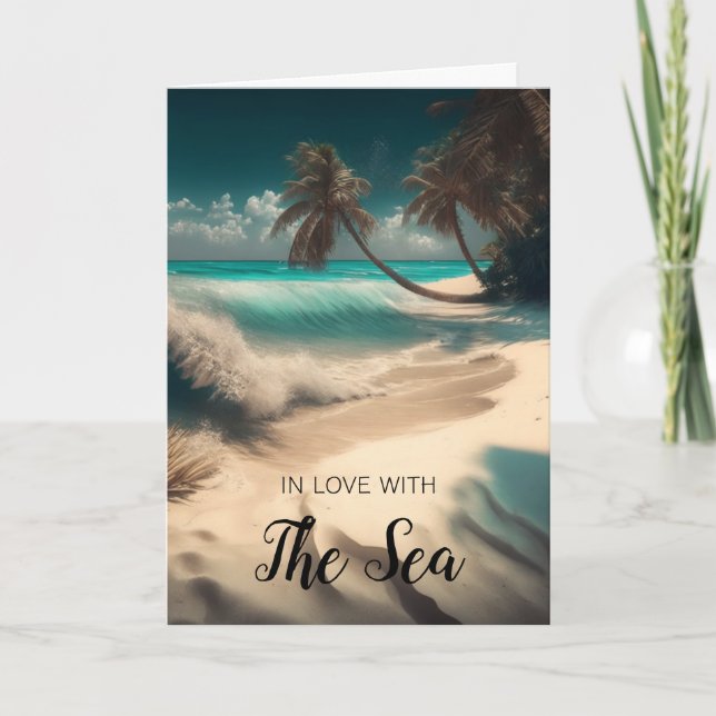 In Love with the Sea | Tropical Art Holiday Card (Front)