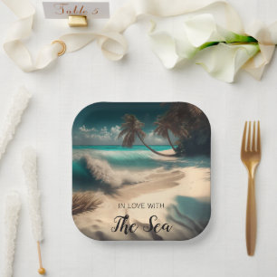 In Love with the Sea   Tropical Art Paper Plate