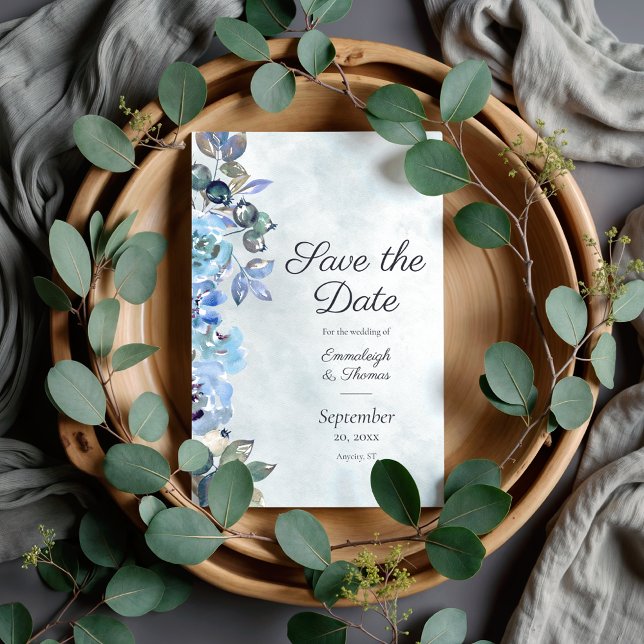 In Love with Watercolor Blue Floral Bliss Invitation (Creator Uploaded)