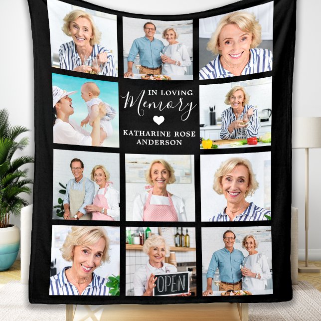 In Loving Memory 11 Photo Collage Memorial Fleece Blanket (Creator Uploaded)