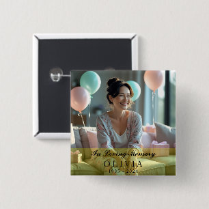 In Loving Memory 2 Inch Square Custom Photo Button