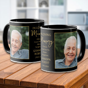 In Loving Memory 2 Photo Memorial Black And Gold  Mug