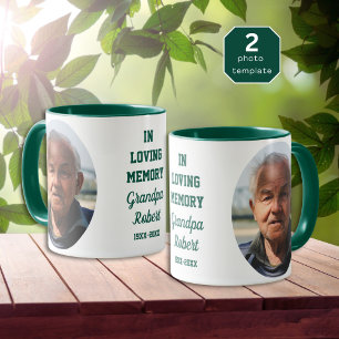 In Loving Memory 2 Photo Memorial Keepsake Green Mug